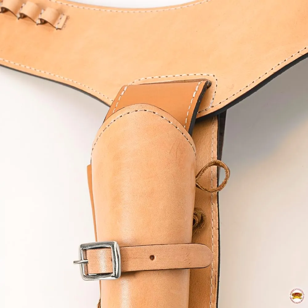 HILASON Western Right Hand Gun Holster Rig 44/45 Caliber Leather Cowboy | Cowboy Gun Holster | Holster | Leather Gun Holster