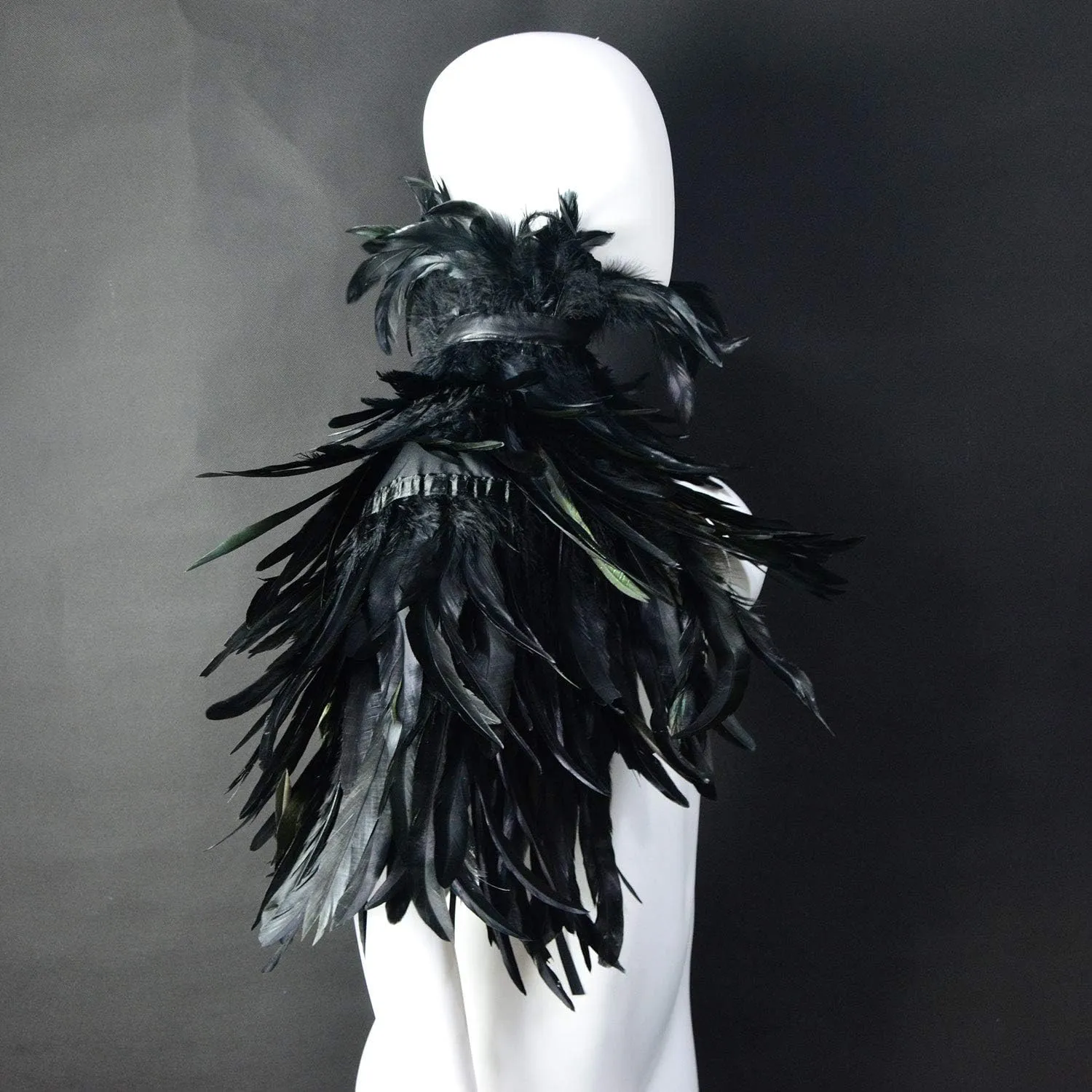 HOMELEX Black Witch Feather Collar Crow Shawl Costume Halloween Swan Wings Accessories Cape for Women