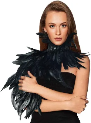 HOMELEX Black Witch Feather Collar Crow Shawl Costume Halloween Swan Wings Accessories Cape for Women