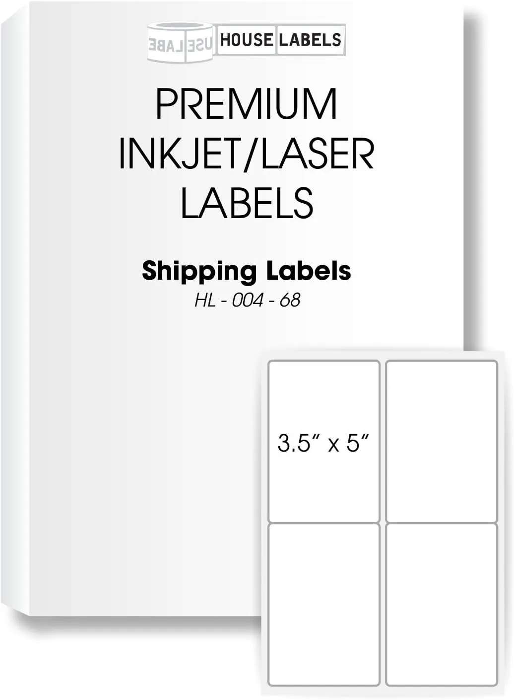 HOUSELABELS 4-up Shipping Labels (3-1/2" x 5") for Laser and Inkjet Printers, 400 Sheets