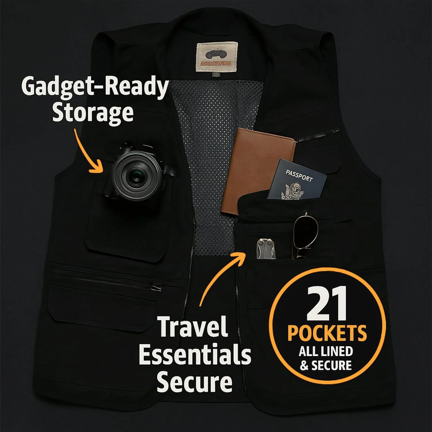 Humvee Photography Utility Vest for Men & Women - Perfect for Safari, Hunting, Fishing, Camping, & Travel - 100% Cotton Gift