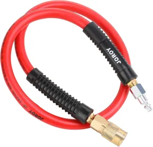 Hybrid Lead In Air Hose, 3/8-Inch X 6 FT Air Compressor Hose,Heavy Duty, Lightweight, Kink Resistant, All-Weather Flexibility with 1/4-Inch Brass Air Coupler and Plug