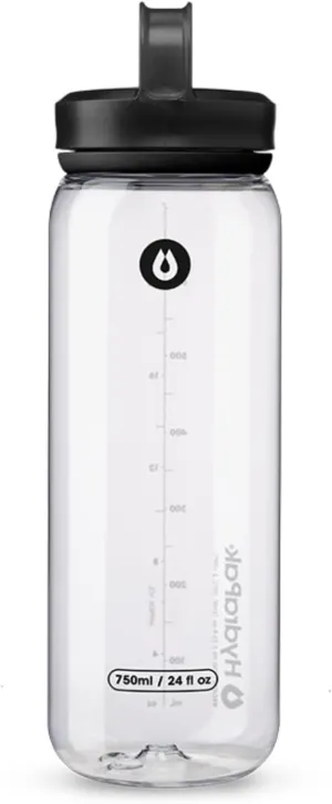 HydraPak Recon Clip & Carry - Wide Mouth Recycled Plastic Water Bottle (24oz) - Eco Friendly, BPA Free, Tethered Cap - Clear