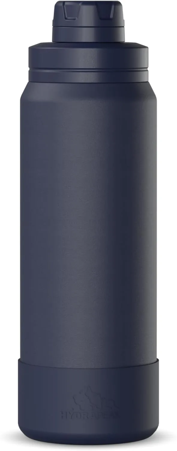 Hydrapeak 26oz Sport Insulated Water Bottle with Chug Lid, Leak & Spill Proof, Keeps Drinks Cold for 24 Hours, Hot for 12 Hours, Premium Stainless Steel Water Bottles (26oz, Navy)