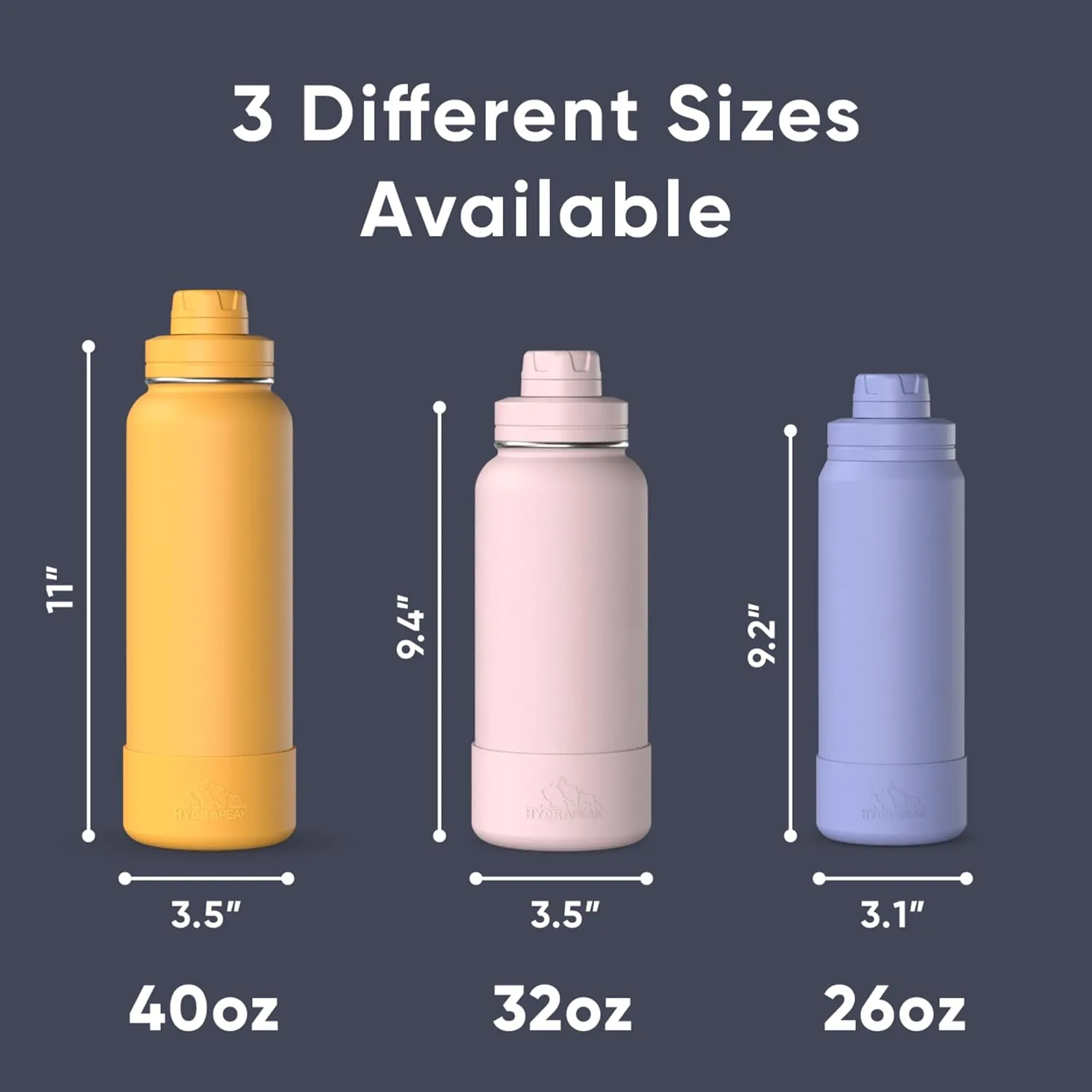 Hydrapeak 26oz Sport Insulated Water Bottle with Chug Lid, Leak & Spill Proof, Keeps Drinks Cold for 24 Hours, Hot for 12 Hours, Premium Stainless Steel Water Bottles (26oz, Navy)