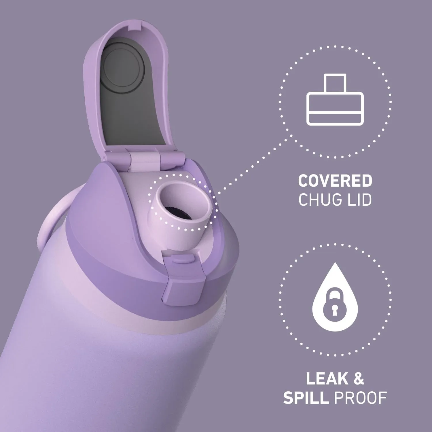 Hydrapeak Oasis 32 oz Water Bottle with Chug Lid, Stainless Steel Insulated Water Bottle For Men and Women, Lavender