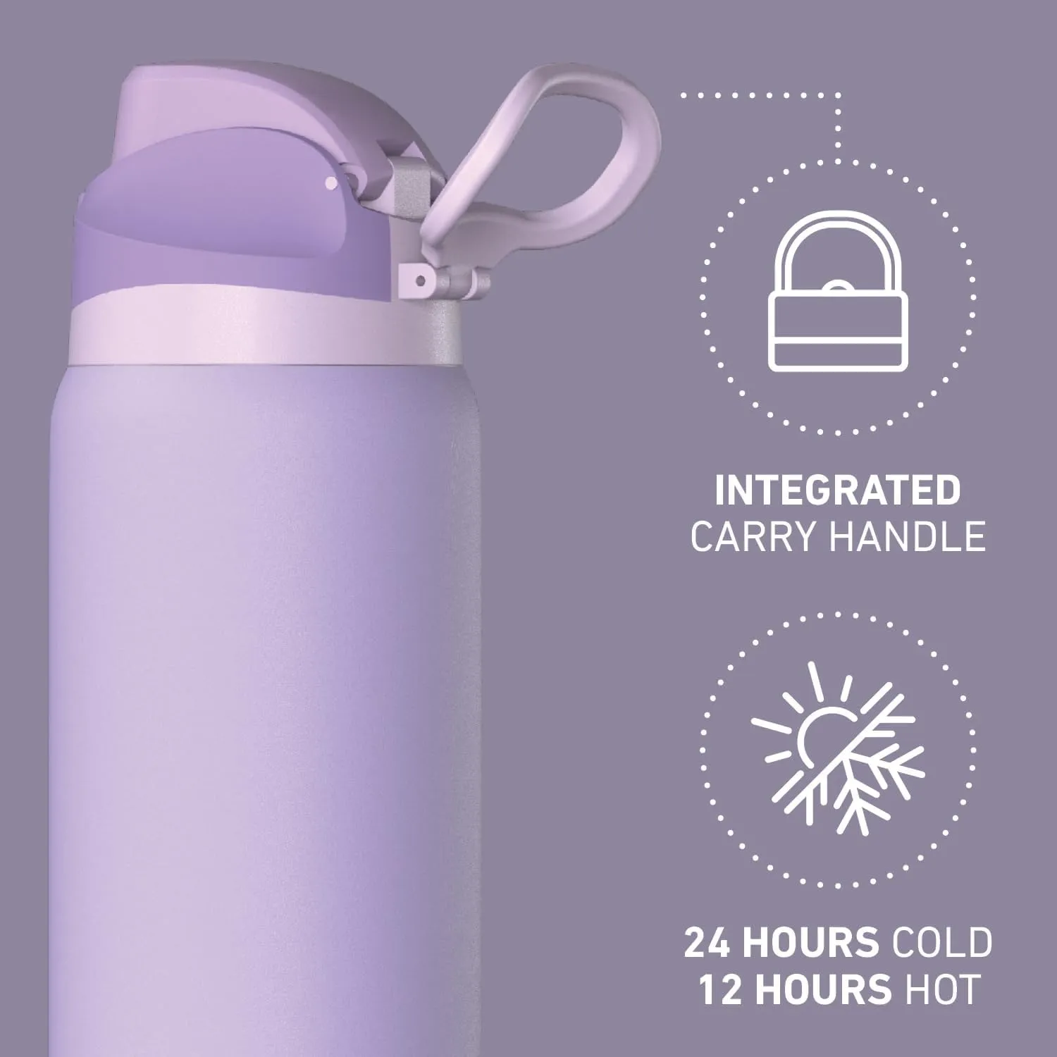 Hydrapeak Oasis 32 oz Water Bottle with Chug Lid, Stainless Steel Insulated Water Bottle For Men and Women, Lavender