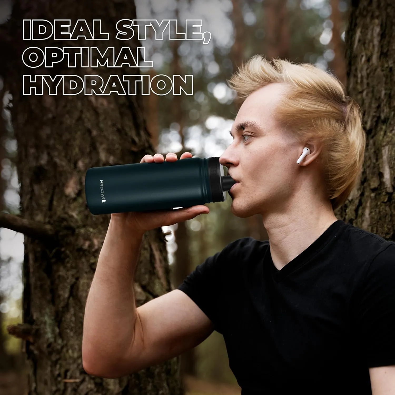 HYDRATE Water Bottle Insulated - Stainless Steel Water Bottles - Reusable Flask with Leak-Proof Design and Convenient Handle - Double Vacuum Insulated Water Bottle