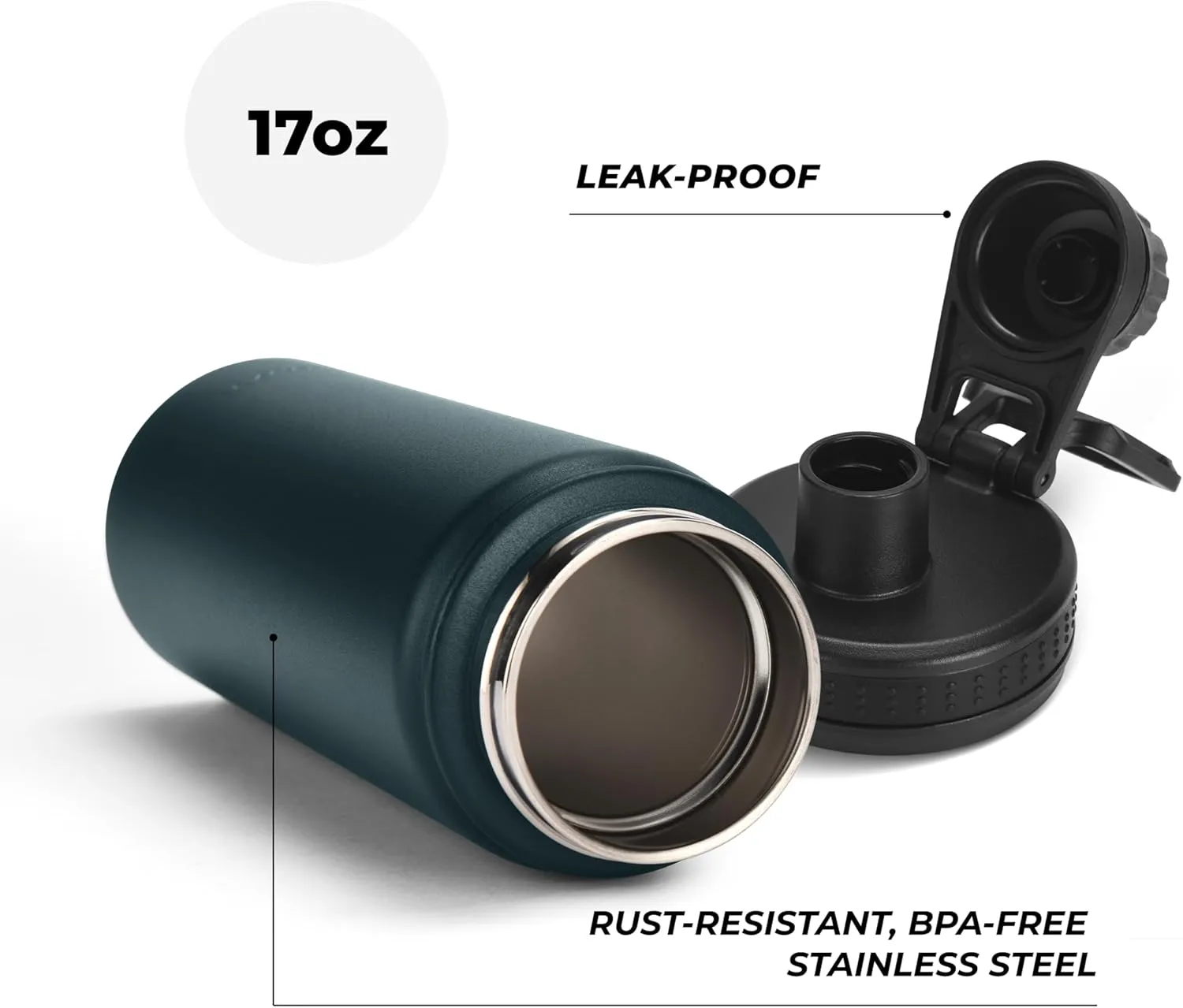 HYDRATE Water Bottle Insulated - Stainless Steel Water Bottles - Reusable Flask with Leak-Proof Design and Convenient Handle - Double Vacuum Insulated Water Bottle
