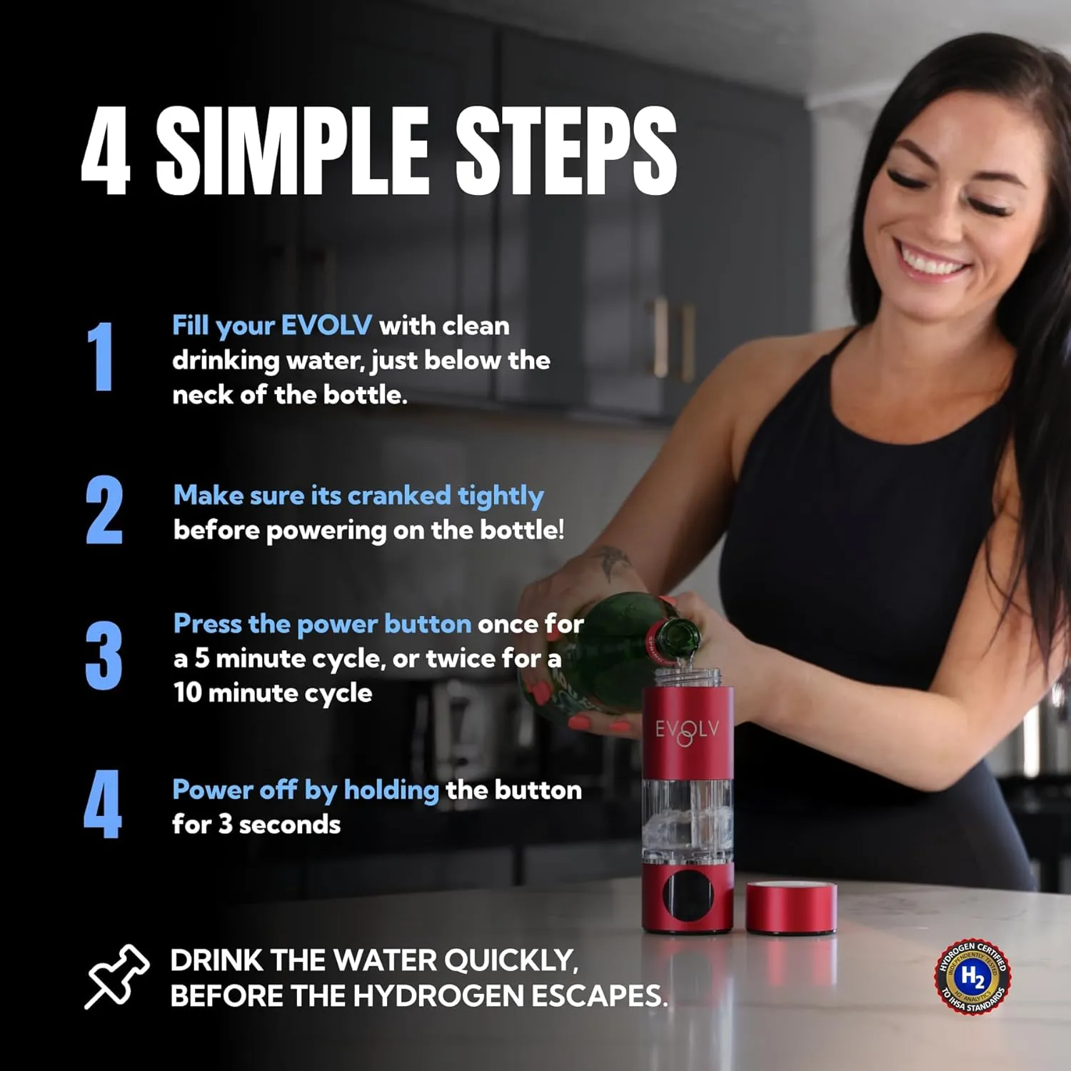 Hydrogen Water Bottle Generator – SPE & PEM Water Ionizer 5.42PPM, Highest H2 Concentration – Portable 8oz Hydrogenated Water Bottle – Leak-Proof Hydrogen Water Machine, Easy to Use – Crimson