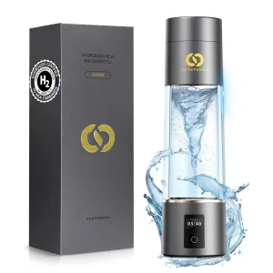 Hydrogen Water Bottle Generator(Grey) - Up to 6360 PPB - Certified H2 Generator- SPE/PEM Technology - - Portable Hydration & Athletic Performance System
