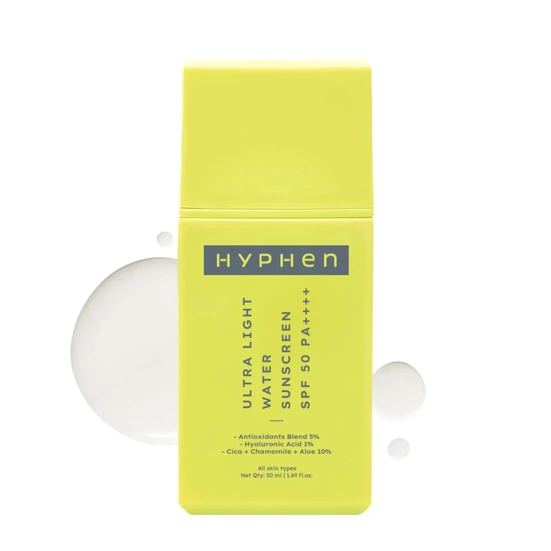 Hyph-en Ultra Light Water Sunscreen SPF 50 PA      UVA-UVB & Blue Light Protection |Dewy Vitamin E Blend | Sunscreen with SPF | Water For Men & Women | Korean | - 50ml