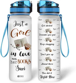 Hyturtle Personalized Book Water Bottle - 32oz Motivational Water Bottle with Leak-Proof Lid, Time Marker - Custom Name Gift for Book Lovers, Coffee Lovers, Reading Gifts On Birthday Christmas