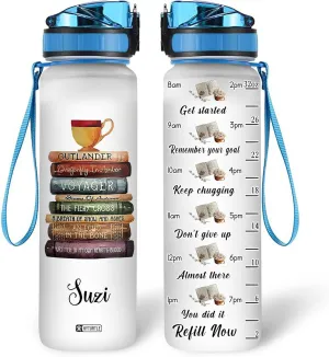 Hyturtle Personalized Book Water Bottle - 32oz Motivational Water Bottle with Leak-Proof Lid, Time Marker - Custom Name Gift for Book Lovers, Readers, Bibliophiles, Reading Gifts On Birthday Christmas