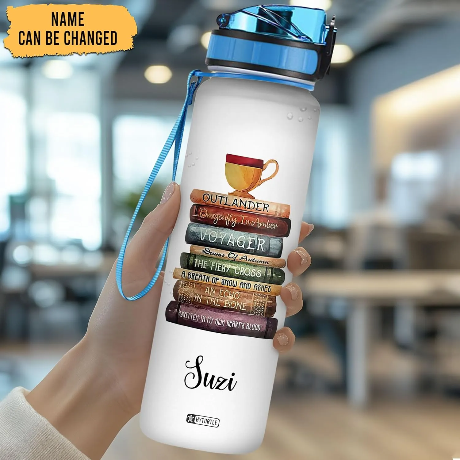 Hyturtle Personalized Book Water Bottle - 32oz Motivational Water Bottle with Leak-Proof Lid, Time Marker - Custom Name Gift for Book Lovers, Readers, Bibliophiles, Reading Gifts On Birthday Christmas