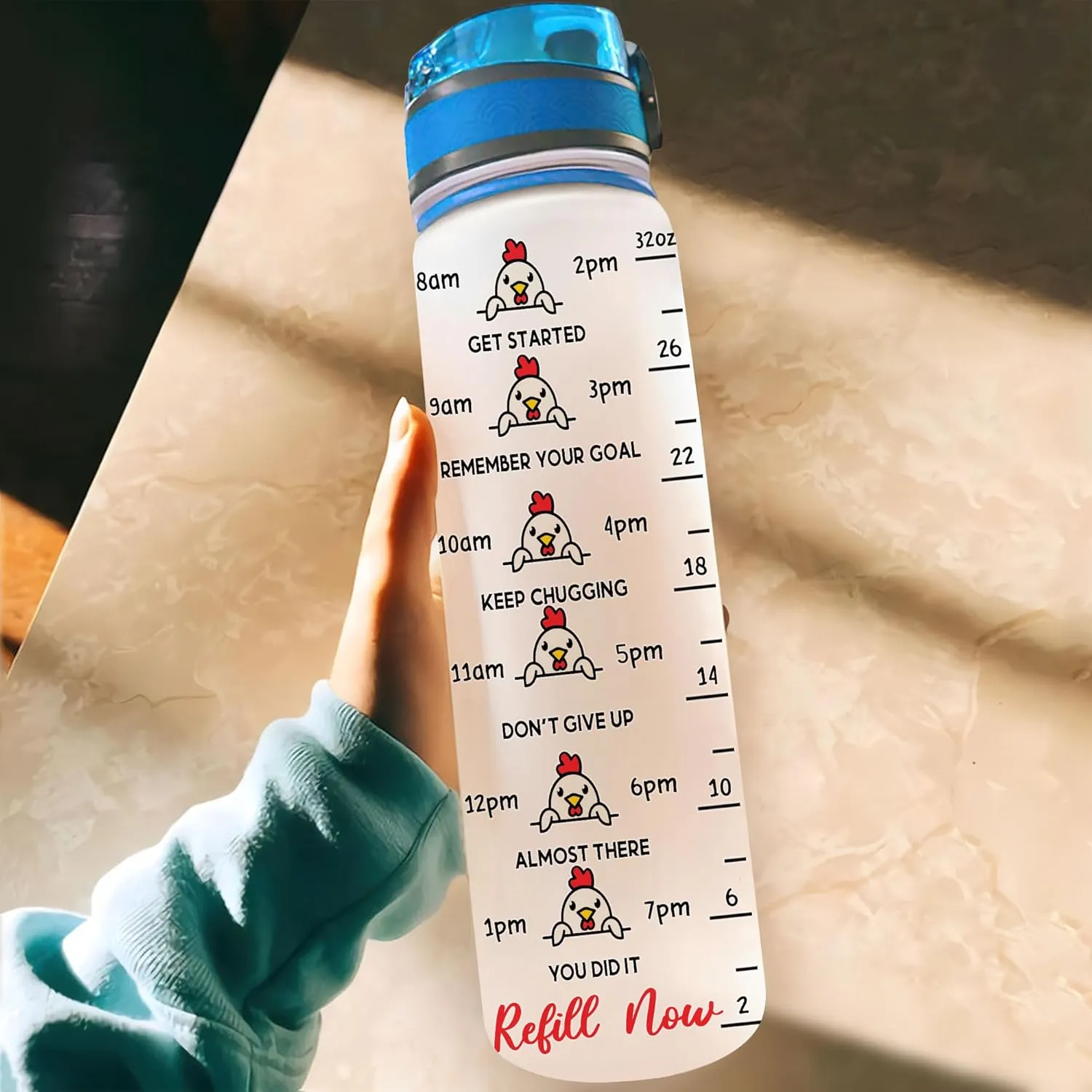 Hyturtle Personalized Chicken Gift For Women - Easily Distracted By Chickens Customized Name 32oz 1Liter Motivational Water Bottle, Animal Farm lovers Gift For Mom Girl Women On Christmas, Birthday
