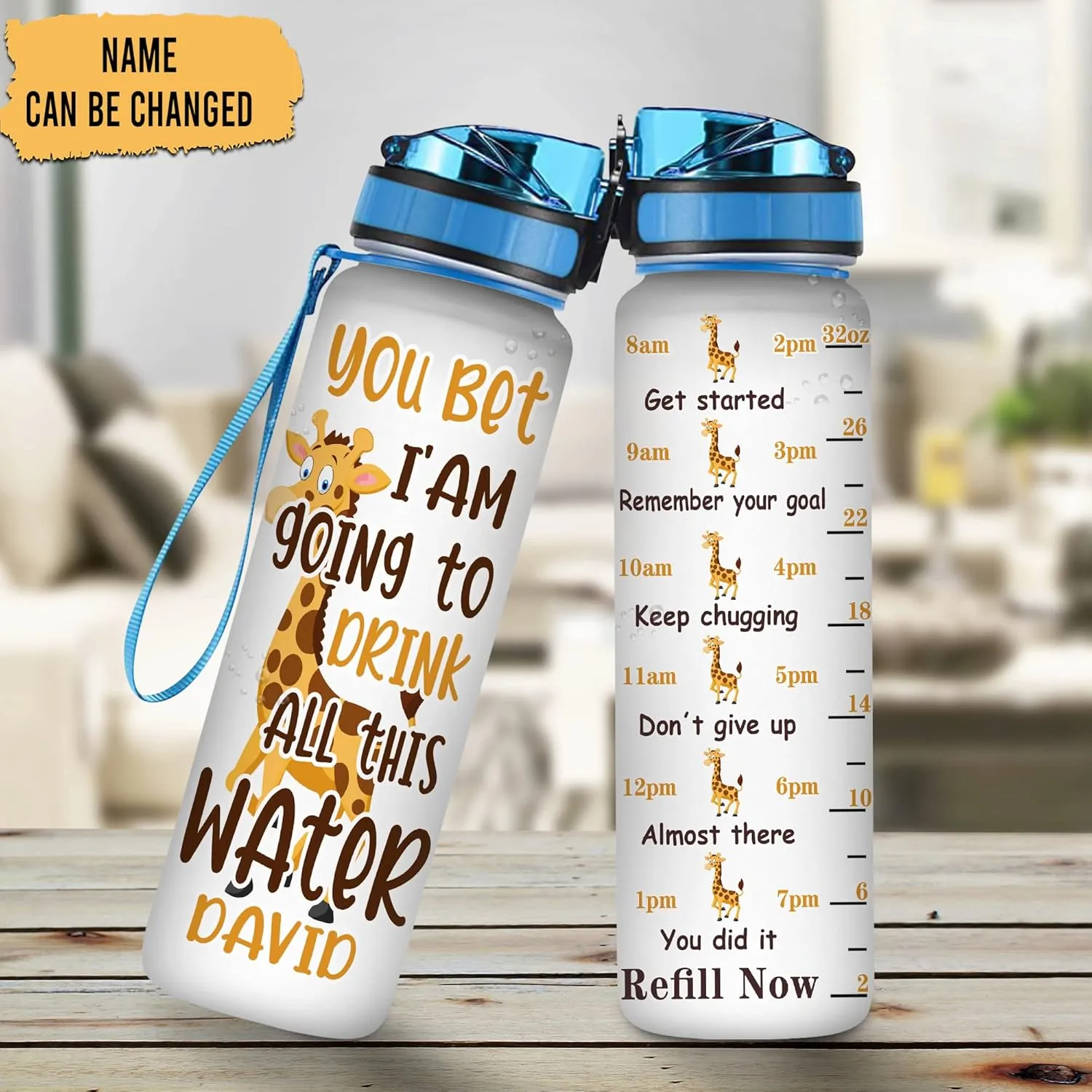 Hyturtle Personalized Giraffe Gifts For Women - You Bet I'am Going To Drink Customized Name 32oz 1Liter Motivational Water Bottle, Animal Lovers Gift For Mom Girl Women On Christmas, Birthday