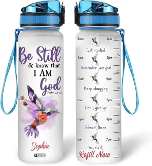 Hyturtle Personalized Hummingbird Water Bottle - 32oz Motivational Water Bottle with Leak-Proof Lid & Time Marker - Custom Name Gift for Hummingbird Lovers, Women Girls - Birthday & Christmas Gift