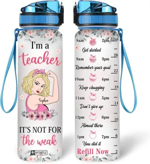 Hyturtle Personalized I'm A Teacher 32Oz Liter Motivational Water Bottle, Customized Name With Time Marker Gifts For Teachers, Women On Birthday, Teacher Day, Back To School, Graduation