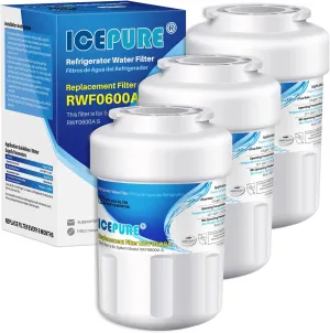 ICEPURE RWF0600A Refrigerator Water Filter Compatible for GE MWF, MWFINT, MWFA, HDX FMG-1, GSE25GSHECSS, 46-9991, GSH25JSDDSS, GSHS6LGBBHSS, PC75009, RWF1060,GSHS6HGDBCSS, 197D6321P006 3PACK