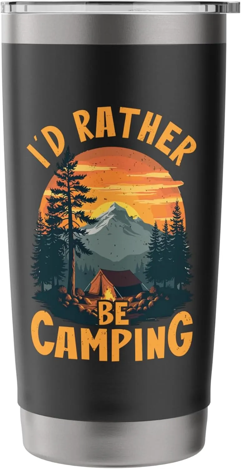I'd Rather Be Camping Mountain Sunset Stainless Steel Insulated Tumbler