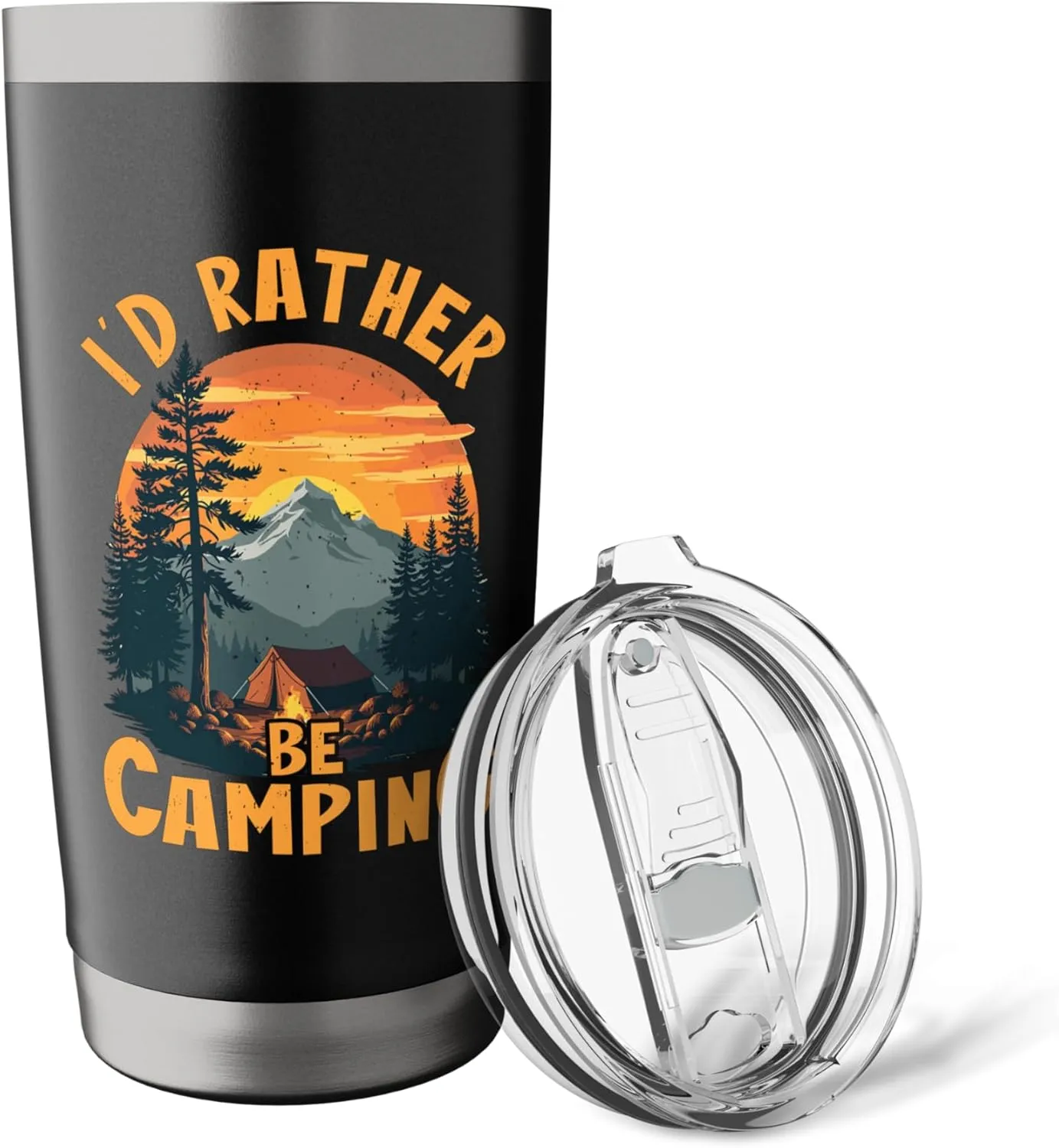 I'd Rather Be Camping Mountain Sunset Stainless Steel Insulated Tumbler