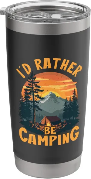 I'd Rather Be Camping Mountain Sunset Stainless Steel Insulated Tumbler
