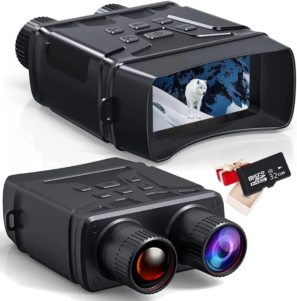 inBEKEA HD Infrared Digital Night Vision Goggles 984ft/300M Hunting Binoculars for Adults Night Vision and Day Military with 2.4" Screen 32GB Card with Photo/Video Recording in 100% Darkness