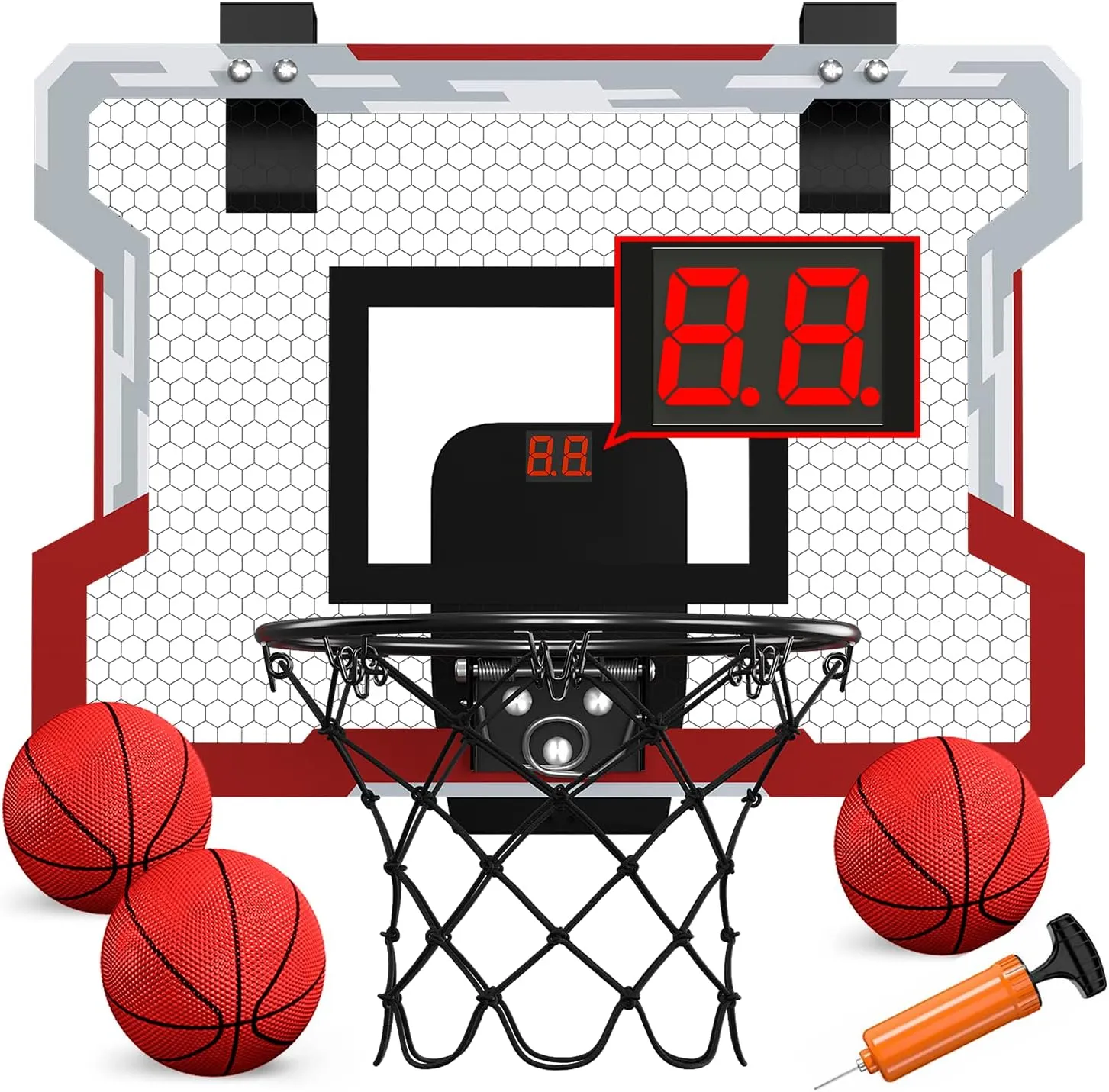 Indoor Basketball Hoop for Kids, Over The Door Basketball Hoops, Mini Hoop with Scoreboard & 3 Balls, Basketball Toys Gifts for 5 6 7 8 9 10 11 12 Year Old Boys Girls