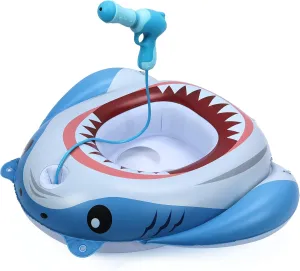 Inflatable Shark Pool Floats for Kids Toddler, Pool Toys with Water Gun, Shark Ship Toys for Boys Girls 3 4 5 6 7, Pool Float Toys Gifts for Summer Swimming Pool Party Birthday