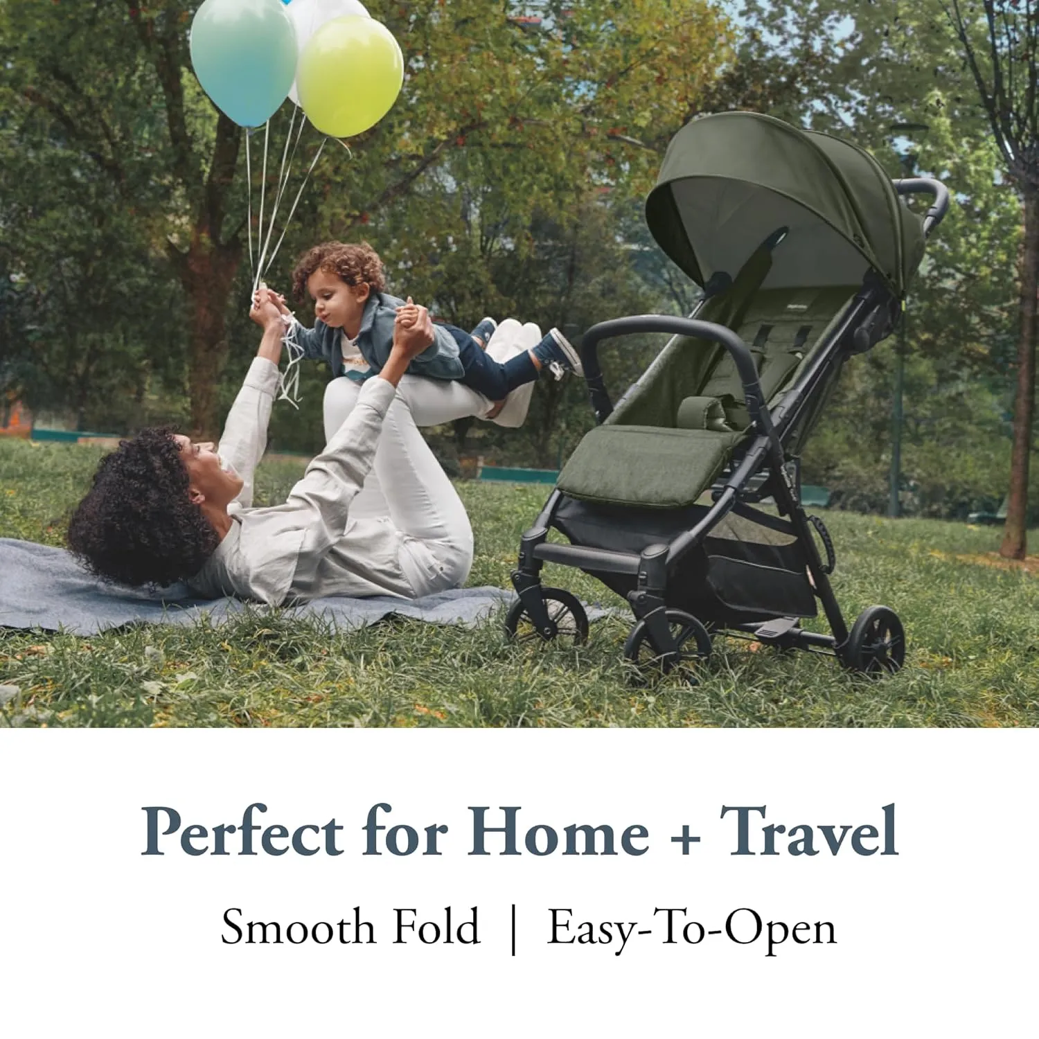 Inglesina Quid Stroller - Crocodile Green - Ultra Compact Lightweight Travel Stroller, Babies and Toddlers, Airplane Overhead Foldable, Reclining Seat Collapsible Canopy, 3 Months - 50 lbs, BPA Free