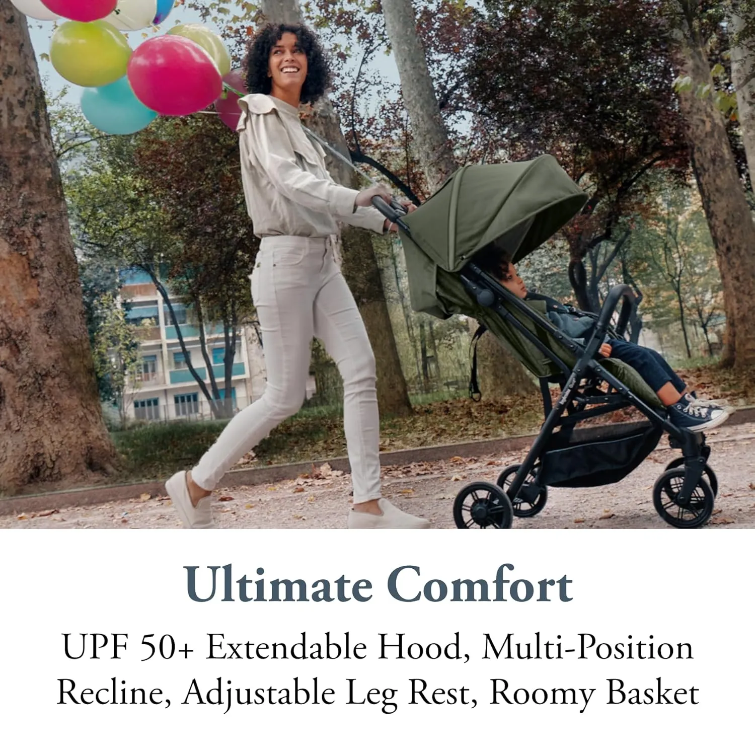 Inglesina Quid Stroller - Crocodile Green - Ultra Compact Lightweight Travel Stroller, Babies and Toddlers, Airplane Overhead Foldable, Reclining Seat Collapsible Canopy, 3 Months - 50 lbs, BPA Free