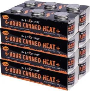 InstaFire 6-Hour Canned Heat (24 Cans), Canned Heat for Cooking, Canned Heat for Food, Heat for Camping, Heat for Camp Stove, Indoor Heat, Nontoxic Heat, Emergency Heat, Heat for Emergency