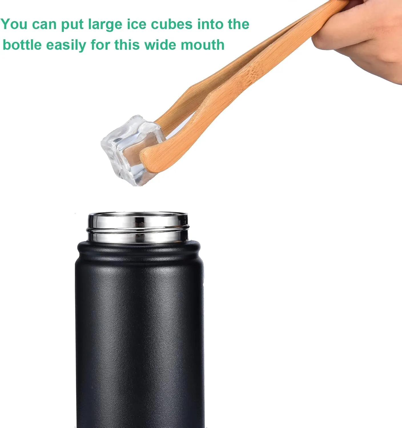 Insulated Water Bottle,Stainless Steel Vacuum Insulated Water Bottle, Double-Wall Sport Bottle with Leak Proof Spout and Handle Lid,Black,18oz