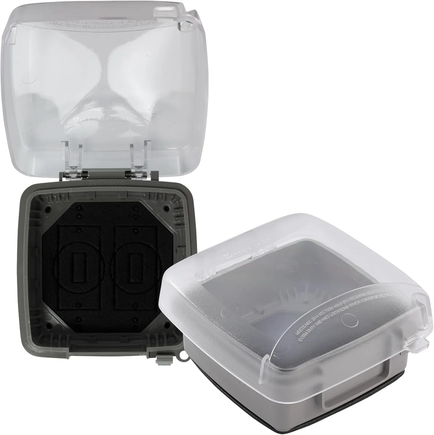 Intermatic WP5225C - Extra-Duty Plastic in-Use Weatherproof Cover, Double-Gang, Vrt, 2.75" Clear - 2 Pack
