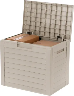 IRIS USA 35-Gallon Outdoor Deck Storage Box, Lockable & UV-Protected, Weather-Resistant Patio Storage for Cushions, Garden Tools & Packages, Waterproof Resin, Durable & Stylish Design - Beige