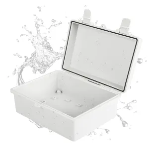 Iron Forge Cable Waterproof Junction Box Extra Large - Outdoor Box Enclosure - ABS Plastic Hinged Light Gray Panel Cover - IP65 16" x 12" x 7.2" Inch