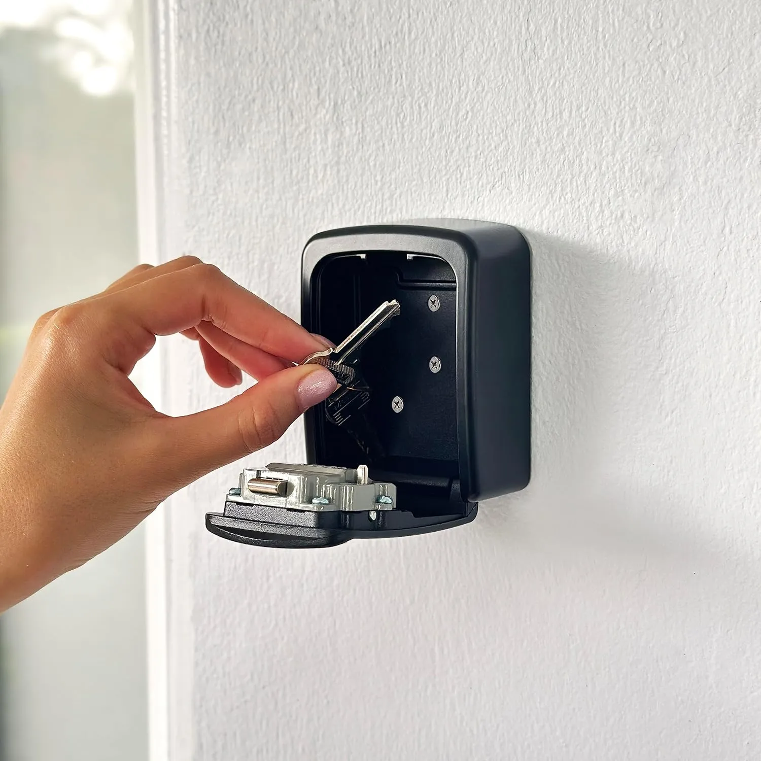 Iron Lock® - Wall Mount Key Lock Box with 4-Digit Combination, Resettable Code, A B Switch, and 5-Key Capacity - Indoor/Outdoor Waterproof Lockbox for House Keys and Spare Keys