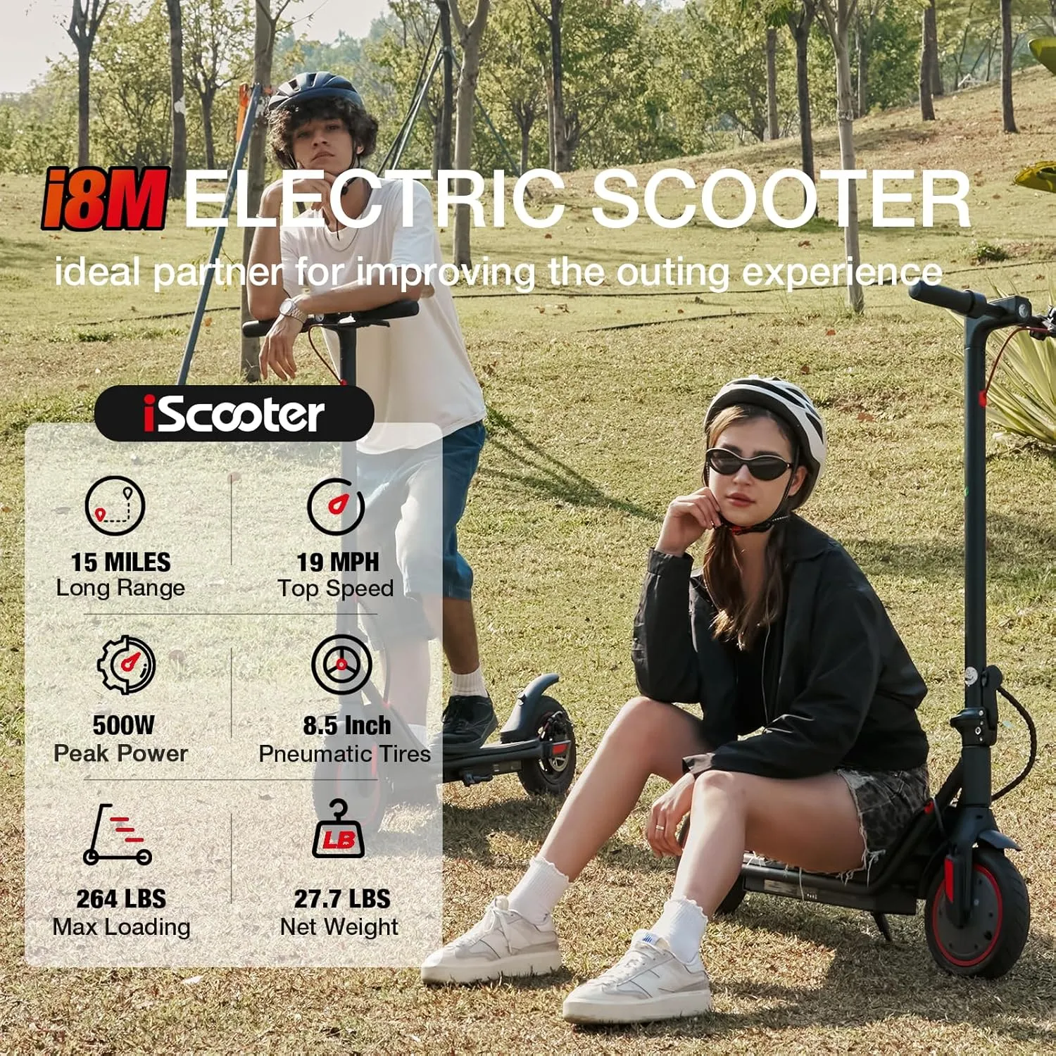 iScooter Electric Scooter for Adults & Teens, 500 Motor, Up to 15/18 Miles Range, 19/22 MPH Top Speed, Cruise Control, Dual Braking System, Foldable E-Scooter for Commuting & Campus Use
