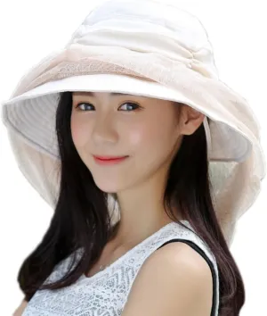 ITODA 360° Fishing Summer Hat with Visor Flap Women Detachable Sunhat Netting Face Cap