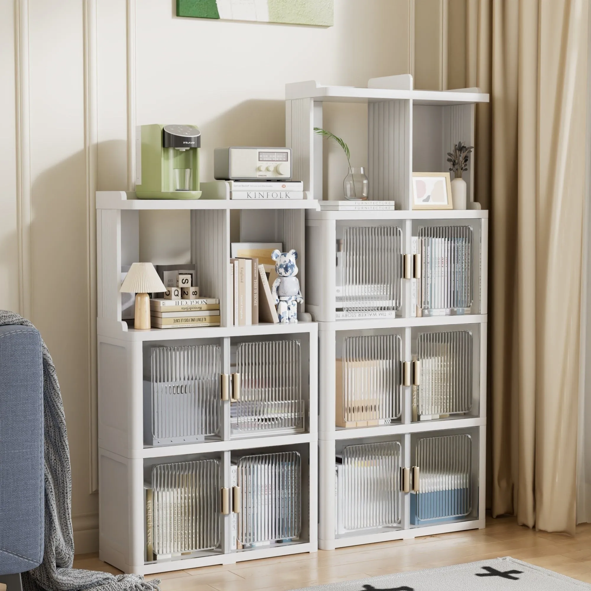 Javlergo Plastic Bookcase Floor Storage Cabinet Multi-Function Bathroom Storage cabinet Storage Shelf Kitchen Storage Cabinets