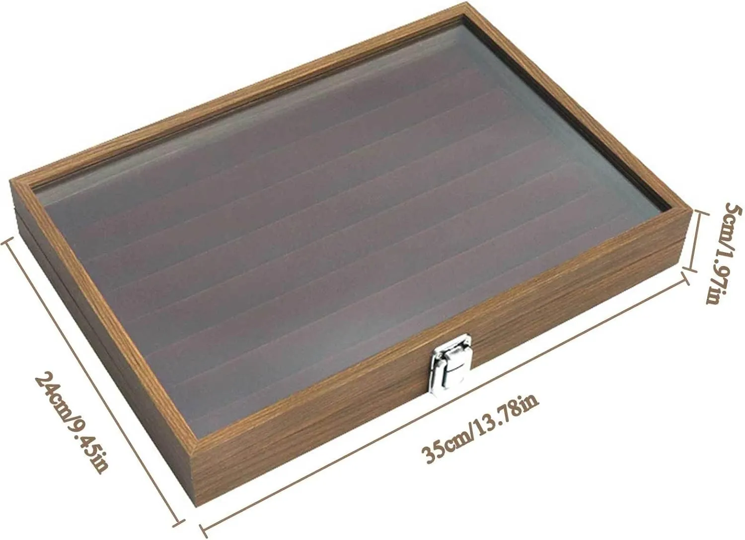 Jewelry Box, Wooden Jewelry Organizer Box with Clear Glass Lid Jewelry Holder Organizer Velvet Jewelry Storage Case for Women Earrings Rings Necklaces Bracelet Watch D(F)