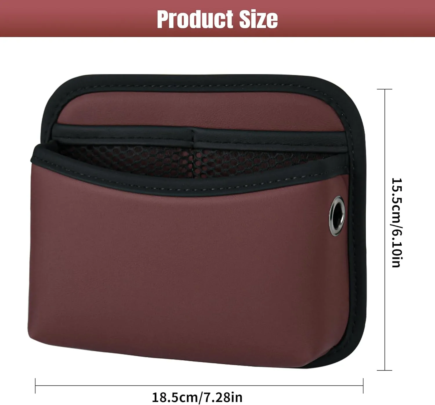 JEYODA Car Seat Side Storage Pocket, Small Organizer,PU Leather Multifunctional Console Side Organizer Bag for Phone, keys, sunglass,wallet,ect (Red)
