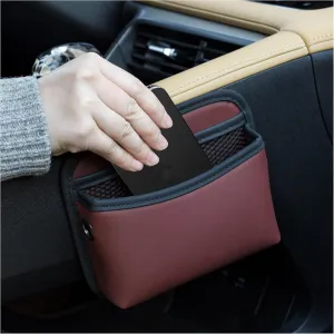 JEYODA Car Seat Side Storage Pocket, Small Organizer,PU Leather Multifunctional Console Side Organizer Bag for Phone, keys, sunglass,wallet,ect (Red)