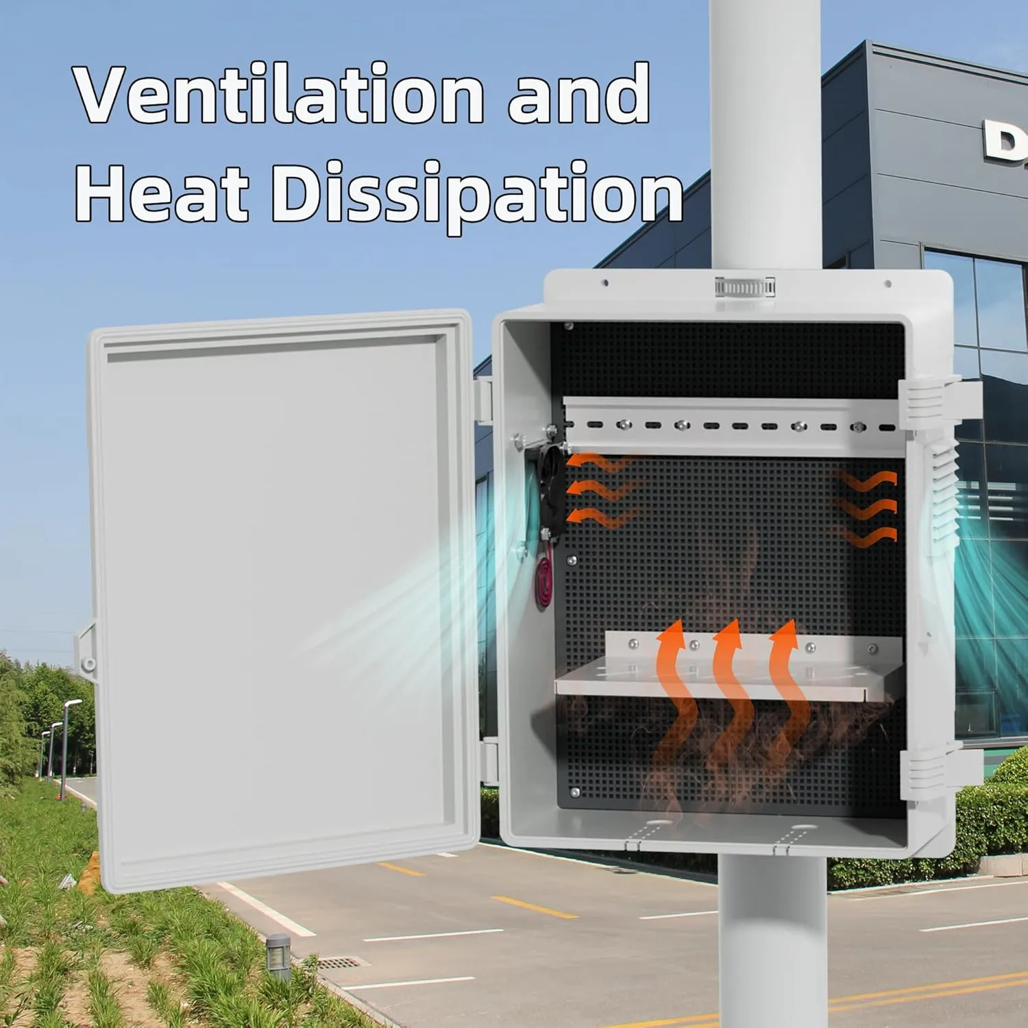 Joinfworld White Outdoor Electrical Box Waterproof Nema Enclosure 16x11x6 Plastic WiFi Box with Fan Vented Dust Screen