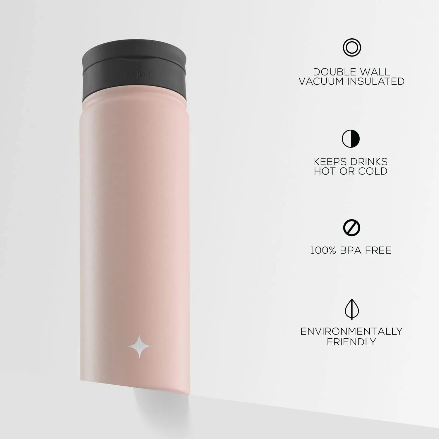 JoyJolt Triple Insulated Water Bottle with Straw Lid AND Flip Lid! 22oz Water Bottle, 12 Hour Hot/Cold Vacuum Insulated Stainless Steel Water Bottle. BPA-Free Leakproof Water Bottles - Thermos Bottle