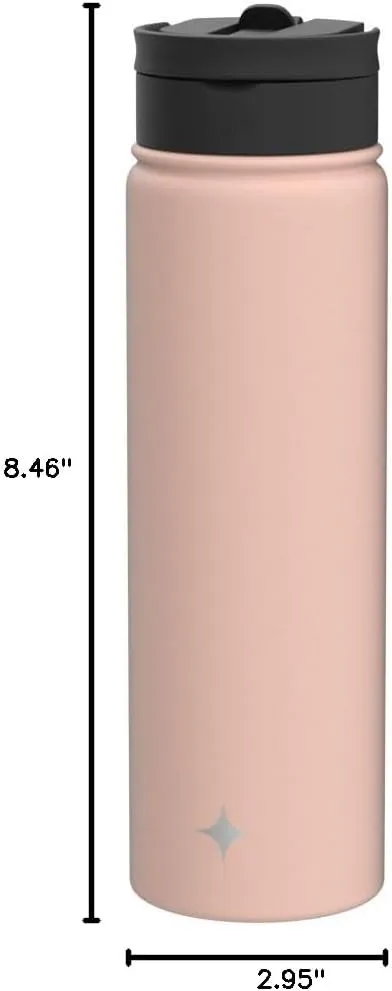JoyJolt Triple Insulated Water Bottle with Straw Lid AND Flip Lid! 22oz Water Bottle, 12 Hour Hot/Cold Vacuum Insulated Stainless Steel Water Bottle. BPA-Free Leakproof Water Bottles - Thermos Bottle