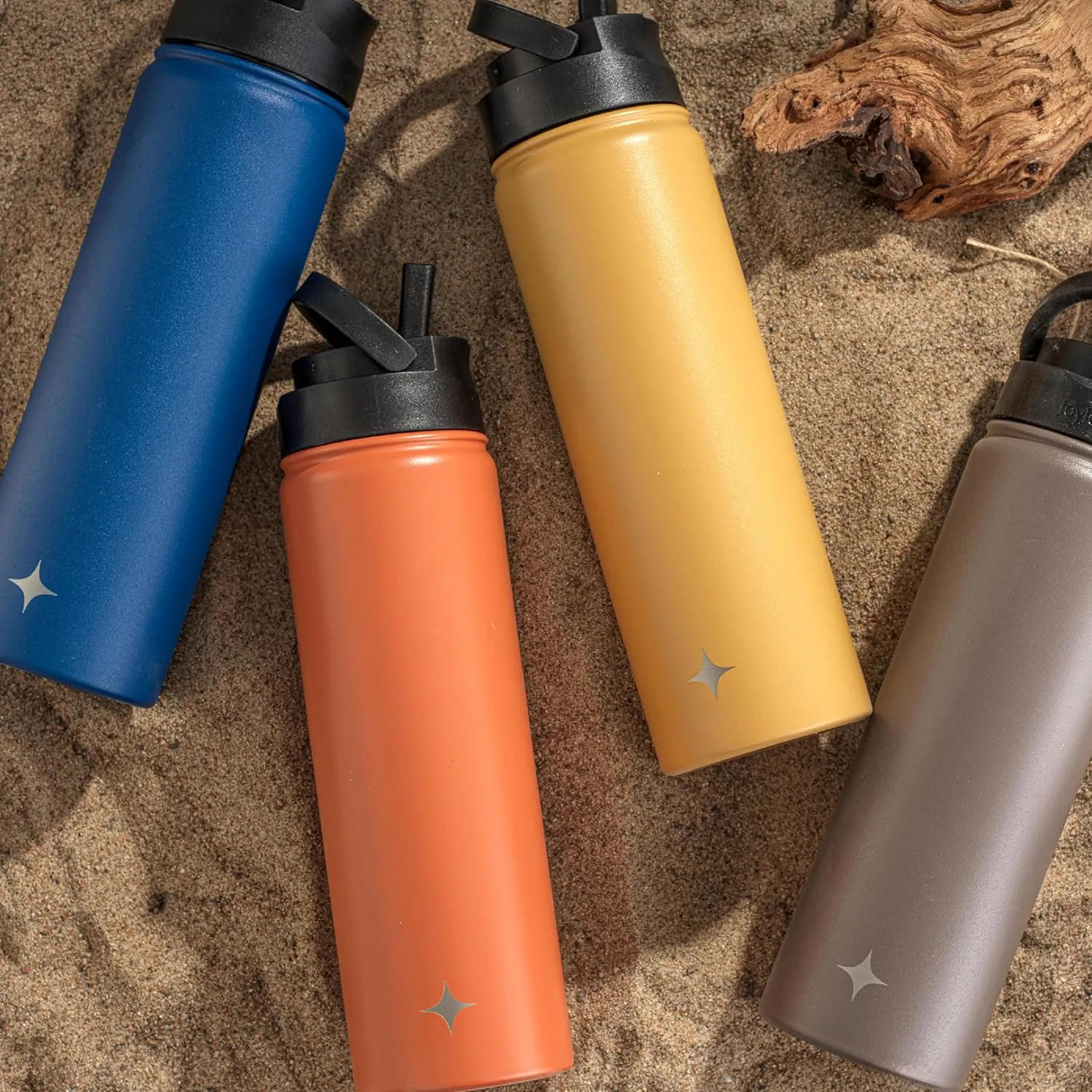 JoyJolt Triple Insulated Water Bottle with Straw Lid AND Flip Lid! 22oz Water Bottle, 12 Hour Hot/Cold Vacuum Insulated Stainless Steel Water Bottle. BPA-Free Leakproof Water Bottles - Thermos Bottle