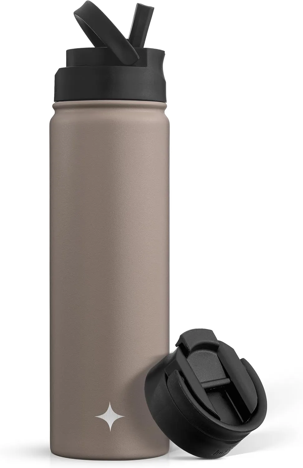 JoyJolt Triple Insulated Water Bottle with Straw Lid AND Flip Lid! 22oz Water Bottle, 12 Hour Hot/Cold Vacuum Insulated Stainless Steel Water Bottle. BPA-Free Leakproof Water Bottles - Thermos Bottle