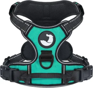 Joytale No Pull Dog Harness Medium Sized Dog, Reflective Pet Vest with Front Clip, Adjustable Soft Padded Harnesses with Easy Control Handle for Training and Walking, Teal, M